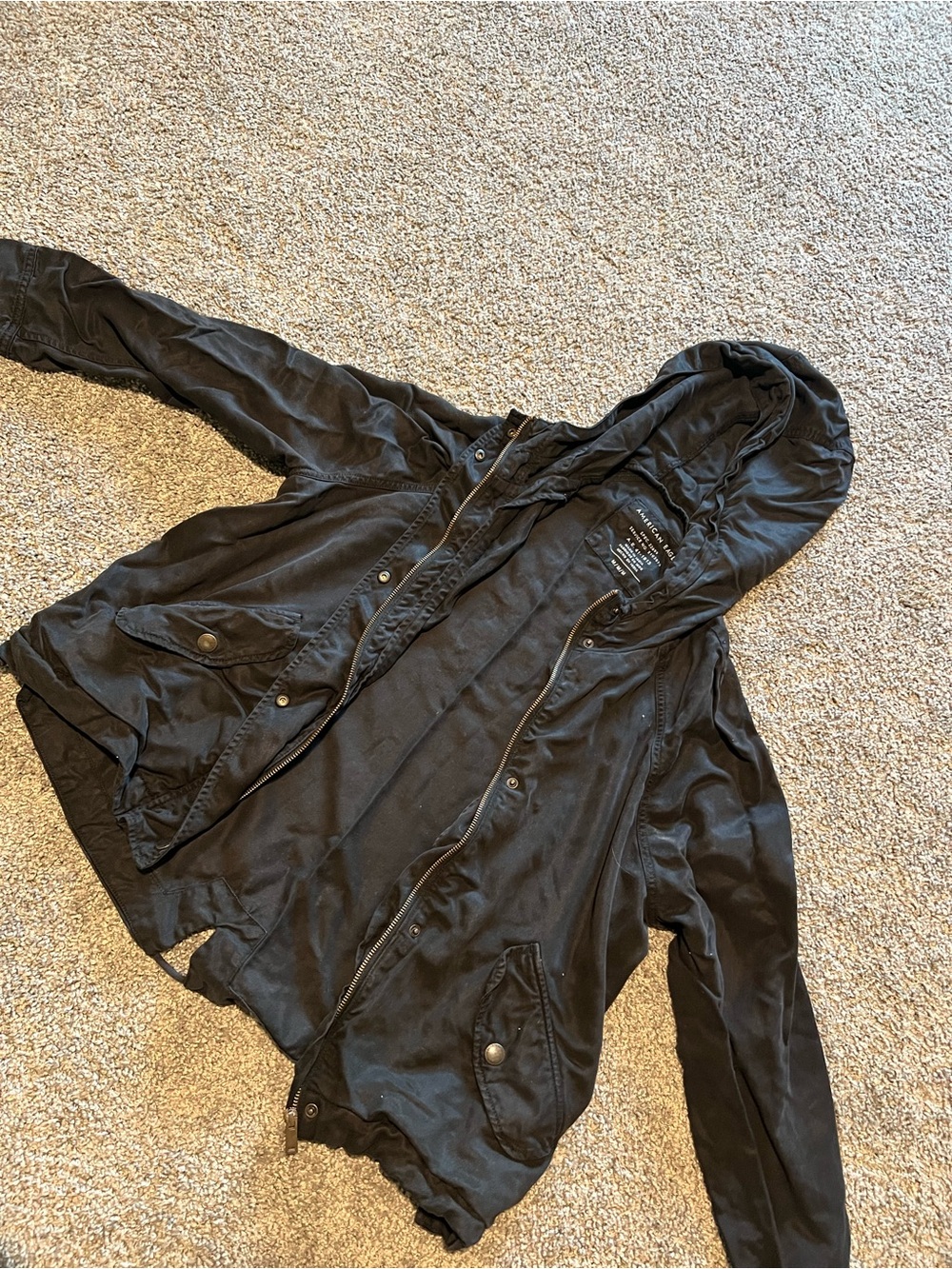 American Eagle Outfitters Black Hooded Utility Jacket